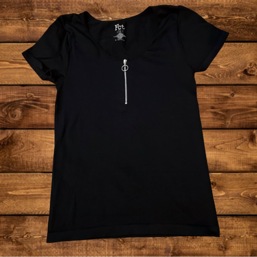 Elegant Black Zipper Tee by